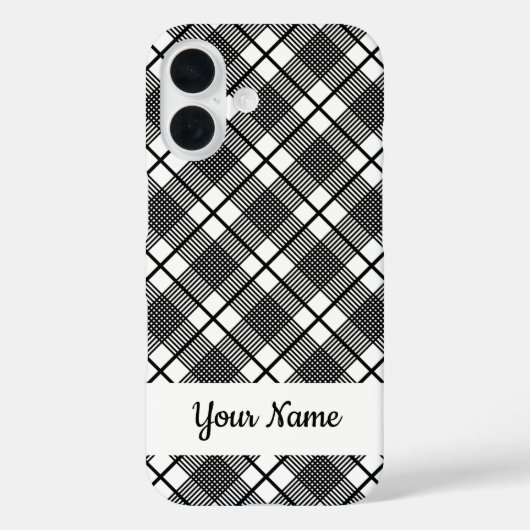Black and White Classic Plaid Pattern Editable Case-Mate iPhone Hülle (Rückseite)