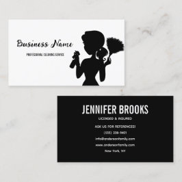 Black and white Cleaning Service Housekeeper Maid Visitenkarte