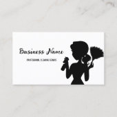 Black and white Cleaning Service Housekeeper Maid Visitenkarte (Vorderseite)