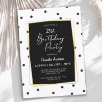 Black and White Confetti Dots 21. Geburtstag Party