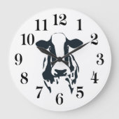 Black and White Cow Clock Große Wanduhr (Vorderseite)