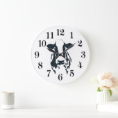 Black and White Cow Clock Große Wanduhr (Zuhause)