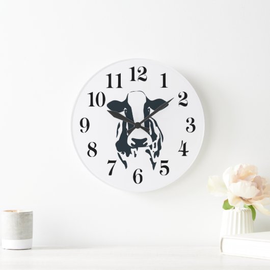 Black and White Cow Clock Große Wanduhr (Zuhause)