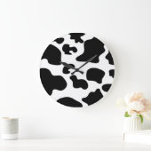 Black and White Cow print Große Wanduhr (Zuhause)
