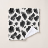 Black and White Cow Print Pattern Badhandtuch Set (Waschlappen)