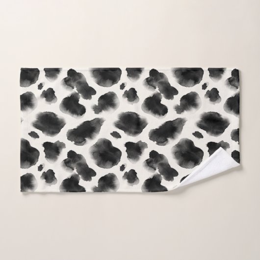 Black and White Cow Print Pattern Badhandtuch Set (Handtuch)