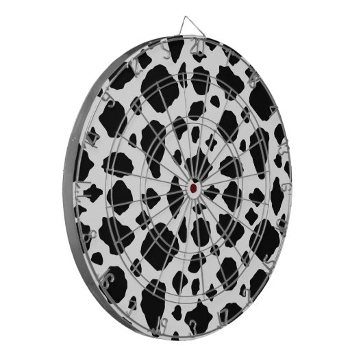 Black and White Cow Print Pattern Farmhouse Dartscheibe (Vorderseite Links)