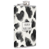 Black and White Cow Print Pattern Flachmann (Rechts)