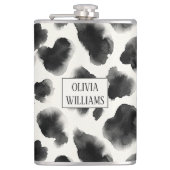 Black and White Cow Print Pattern Flachmann (Vorderseite)