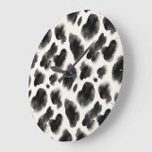 Black and White Cow Print Pattern Große Wanduhr (Winkel)
