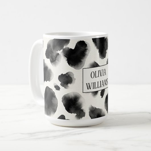 Black and White Cow Print Pattern Kaffeetasse (Vorderseite Links)