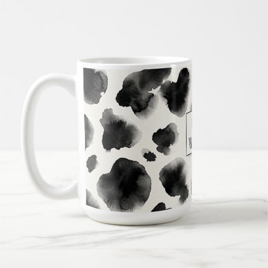 Black and White Cow Print Pattern Kaffeetasse (Links)
