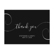 Black and White Curly Script Wedding Vielen Dank
