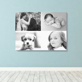 Black and White Custom 4 Photos grid Leinwanddruck (Insitu (Holzboden))