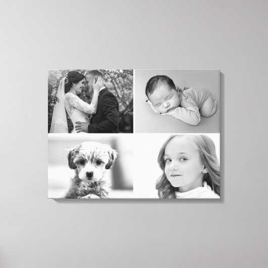 Black and White Custom 4 Photos grid Leinwanddruck (Vorderseite)