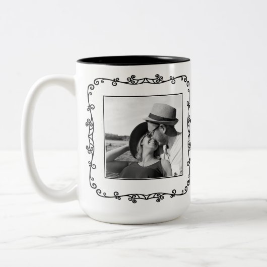 Black and White Custom Couples Photo Personalised Zweifarbige Tasse (Links)