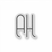 Black and white custom initials simple aufkleber (Vorderseite)