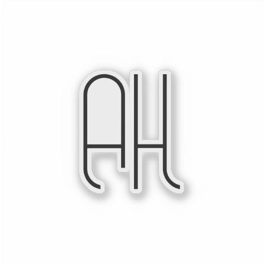 Black and white custom initials simple aufkleber (Vorderseite)