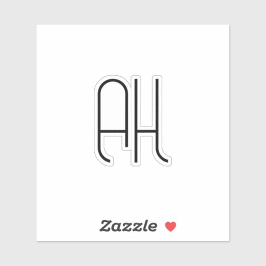 Black and white custom initials simple aufkleber (Blatt)