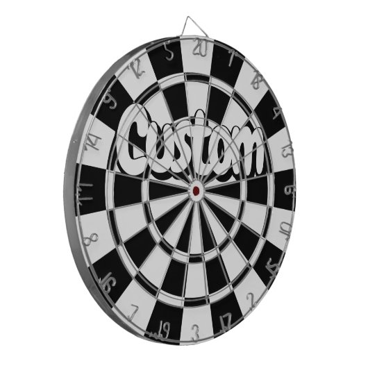 Black And White Customizable Text Dartscheibe (Vorderseite Links)