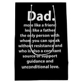 Black and White Dad Daddy Quote Mittlere Geschenktüte (Rückseite)