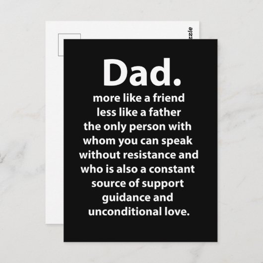 Black and White Dad Daddy Quote  Postkarte (Vorne/Hinten)