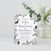 Black and White Dahlia Elegant Rustic Custom Einladung (Stehend Vorderseite)