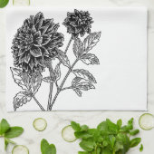 Black and White Dahlia Geschirrtuch (Gefaltet)