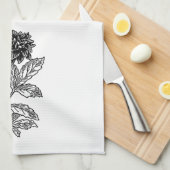 Black and White Dahlia Geschirrtuch (Viertel Falte)