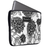 Black and White Dahlia Pattern Personalised Laptopschutzhülle (Vorne Rechts)