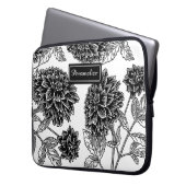 Black and White Dahlia Pattern Personalised Laptopschutzhülle (Vorderseite Links)
