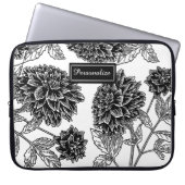 Black and White Dahlia Pattern Personalised Laptopschutzhülle (Vorderseite)