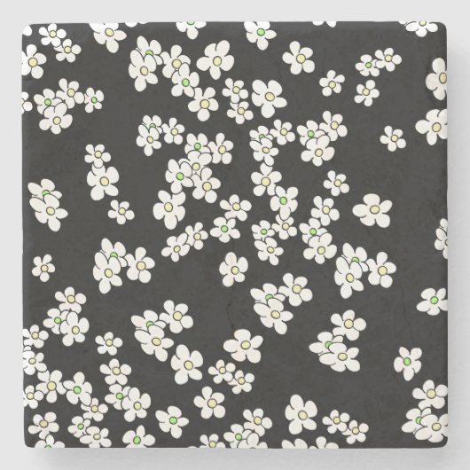 Black and White Daisy's on Stone Untersetzer (Vorderseite)