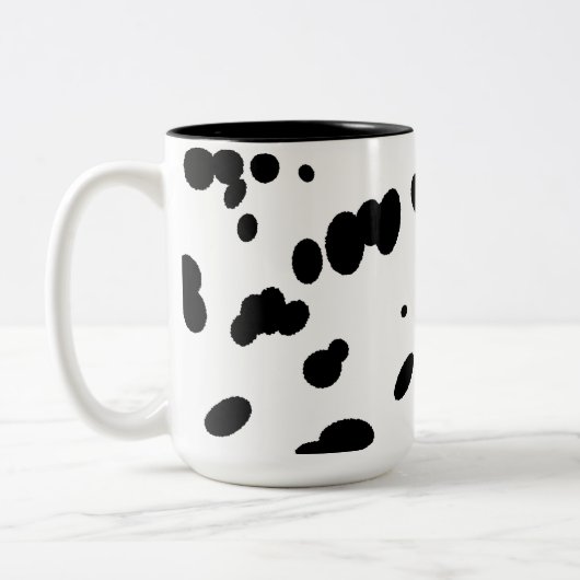 Black and White Dalmatian Spots Dog Fur Zweifarbige Tasse (Links)