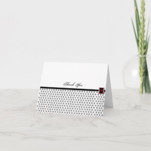 Black and White Damask mit Ruby Danke