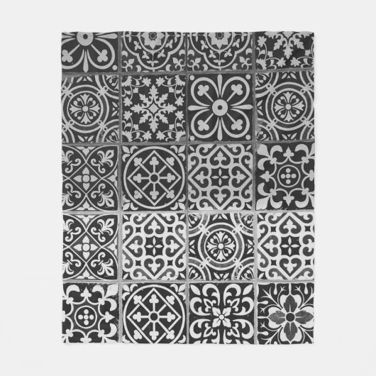 Black and white damask patterns fleecedecke (Vorderseite)