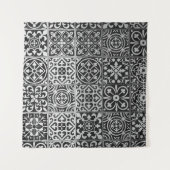 Black and white damask patterns wandteppich (Vorderseite (Horizontal))