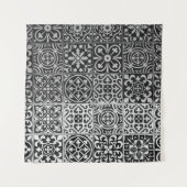 Black and white damask patterns wandteppich (Vorderseite)