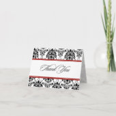 Black and White Damask Thank You Note Cards Dankeskarte (Vorderseite)