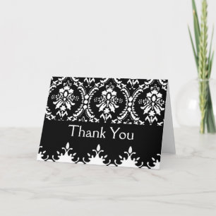 Black and White Damask Vielen Dank Dankeskarte