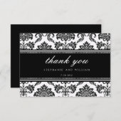 Black and White Damask Wedding Dankeschön Karte (Vorne/Hinten)