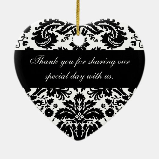 Black and White Damask Wedding Favour Ornament (Hinten)
