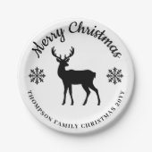 Black And White Deer And Snowflakes Holiday Party Pappteller (Vorderseite)