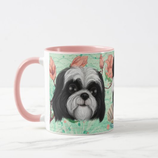 Black and White Derpy Shih Tzu Tasse (Links)