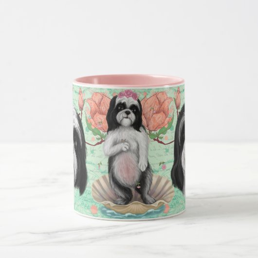 Black and White Derpy Shih Tzu Tasse (Zentrum)