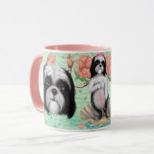 Black and White Derpy Shih Tzu Tasse (Vorderseite Links)