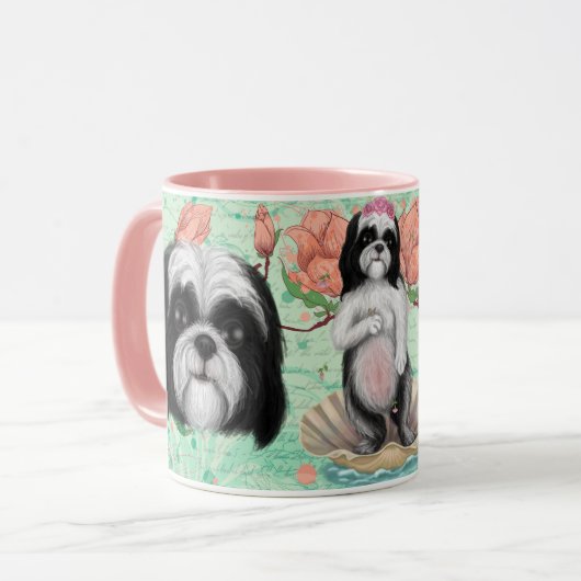 Black and White Derpy Shih Tzu Tasse (Vorderseite Links)