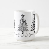 black and white design christmas trees kaffeetasse (VorderseiteRechts)