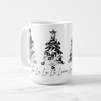 black and white design christmas trees kaffeetasse