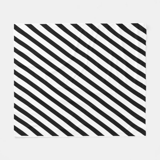 Black and White Diagonal Stripes Fleecedecke (Vorderseite (Horizontal))